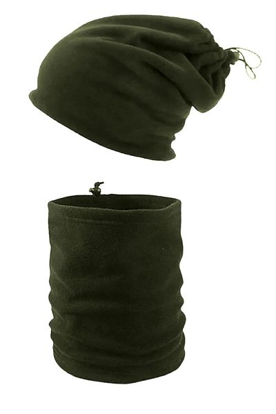 KL HOME 2Pcs Price - Women Men Winter Thermal Fleece Drawstring Beanie Hat Can Be Neck Collar Scarfs