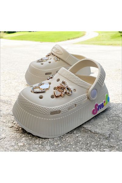 Hızlı Al Girl's Stone Front Closed Slippers. Girl's Stone Cross Sandals Slippers.