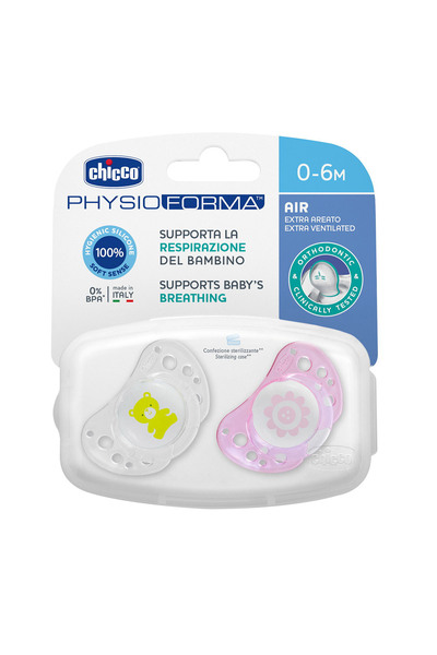 Chicco Air Ergonomik Şekil Silikon Emzik Geniş Havalandırma Delikleri Pembe 0...