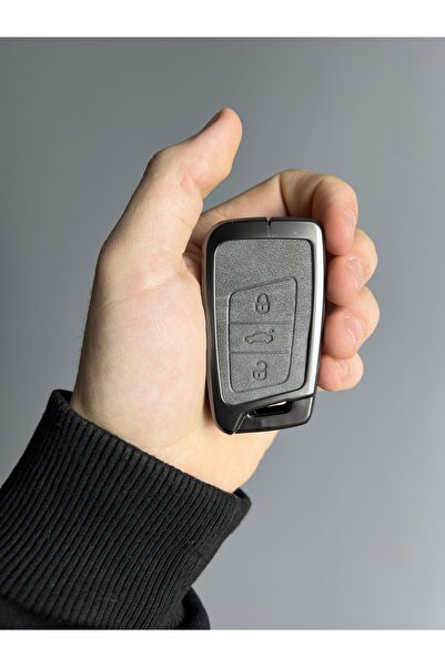 LUXE AKSESUAR Volkswagen-skoda -seat Έξυπνη Μεταλλική Θήκη 3 Κουμπιών Γκρι