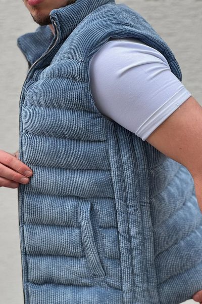 Moderk New Velvet Corduroy Zip-Up Inflatable Vest Men