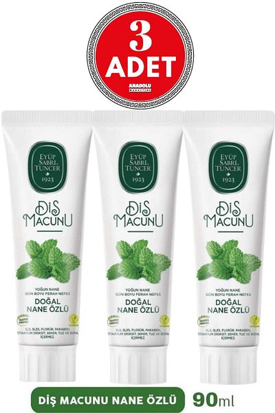 Eyüp Sabri Tuncer 90 ml Natural Toothpaste with Mint Extract - X 3 Pieces