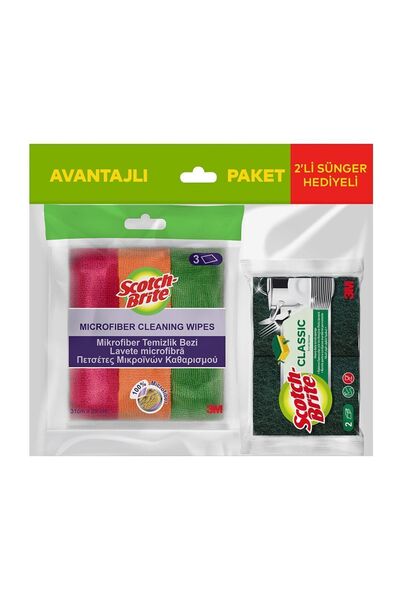Scotch Brite Mikrofiber 3 Lü Bez+2Li Sünger Hed.