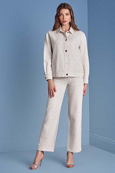 Guitar Düz Paça Taş Rengi Gabardin Pantolon