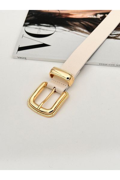 Descoin Women's Belt with Gold Bridge Buckle, Jacket Belt, Trouser Belt, Dress Belt,