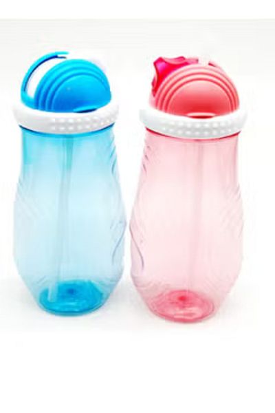 Qlüx Plastic Water Bottle for Kids 2 Pcs Set Blue and Pink