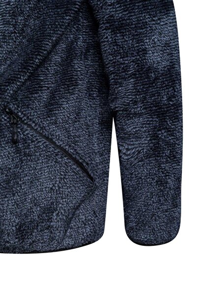 2AS Siena Erkek Tam Fermuarlı Çizgili Polar Siyah