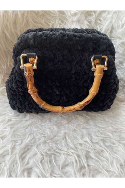 ByElifAyhan Bambu detaylı gizli burslu peluş çanta