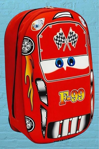 Uniquerrs F-99 Cars 2-6 ani Grădiniță cu mașini de curse - Rucsac și ghiozdan colorat 3D Eva imprimat
