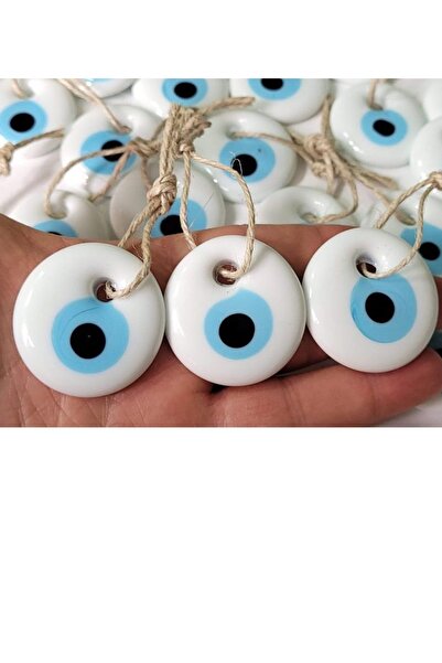 312 KONSEPT 4 cm sticlă albă Evil Eye - 3 margele perforate, ornament pentru ...