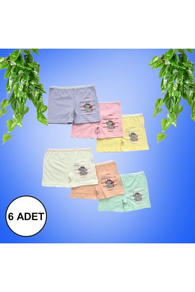 Berrak Pack of 6 Colorful Boxers for Girl