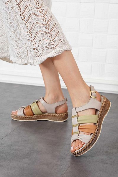 Moda Pie Sandale de damă Veatre din piele naturală - colorate, argintii