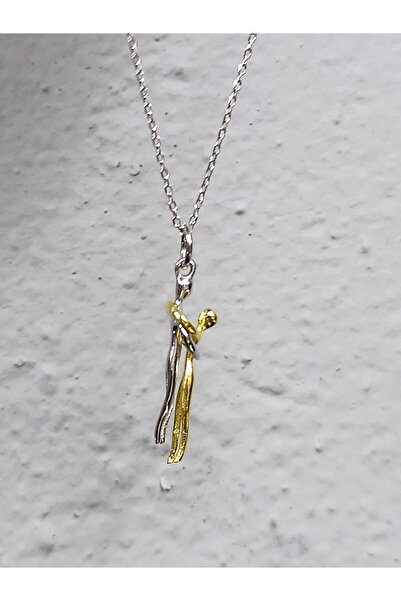 NsN Silver 925 Ayar Gümüş Çift Sarılma Kolkyesi Sevgili Kolyesi Aşk Kolyesi