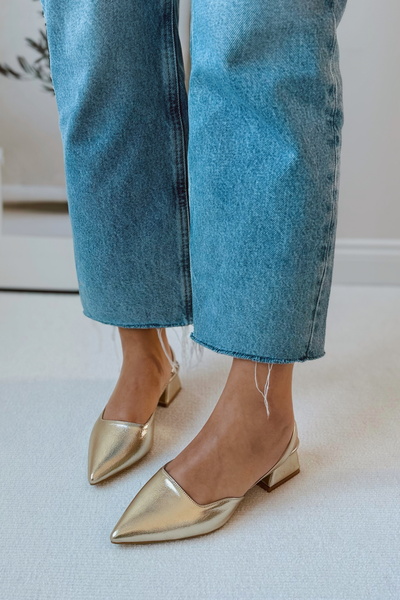 POLKA STORE Blush Matte Leather Pointed Toe Short Block Heeled Women's Shoes