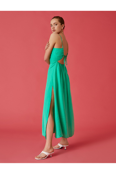 Koton Φόρεμα με μακρύ σκίσιμο με λεπτομέρεια γραβάτας