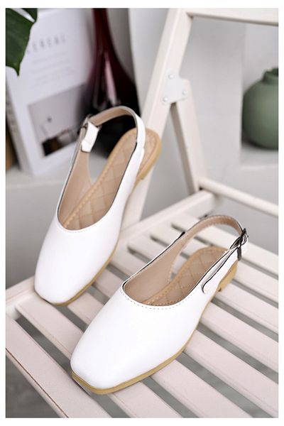 Modafırsat Women's Ballerina White Sandals Stylish Home Business Office Casual Shoes
