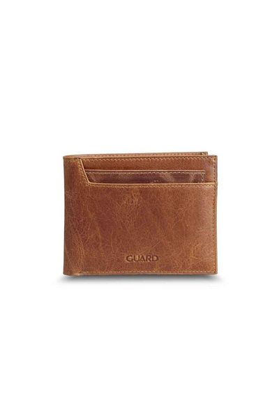 GUARD Antique Tan Genuine Leather Horizontal Model Men's Wallet with Hidden Card Holder - Grd 250207 Wt1582