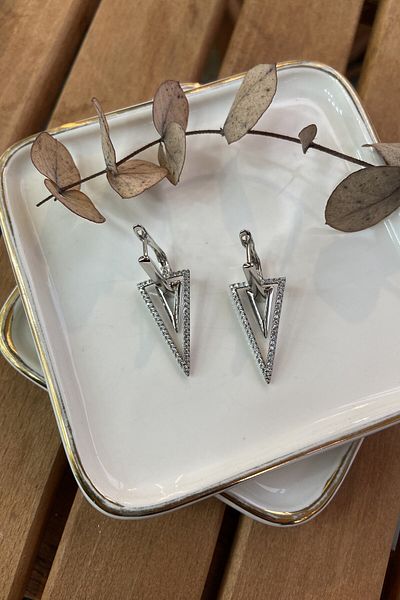 AURA ATELIER Steel Clay Triangular Earrings