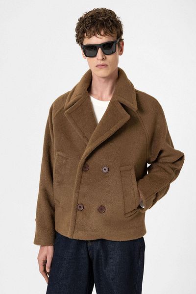 Antioch Light Brown Double Breasted Crop Fit Men's Coat