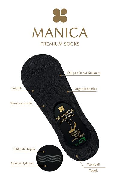 MANICA Мъжки бамбукови балерини, 6 чифта - антрацит меланж