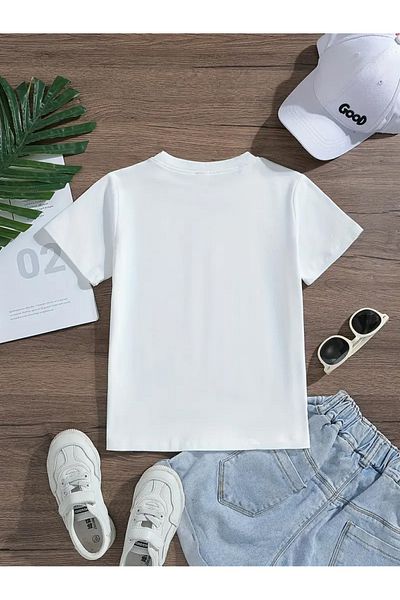 Eysaah Tricou premium cu guler de bicicletă cu imprimeu pentru fete drăguțe pentru copii