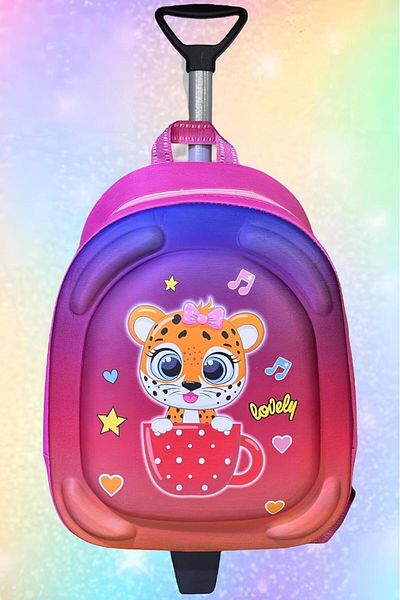 Uniquerrs Girls' Kindergarten Children's 3D Eva Color Printed Backpack and School Bag with Squeegee Wheel