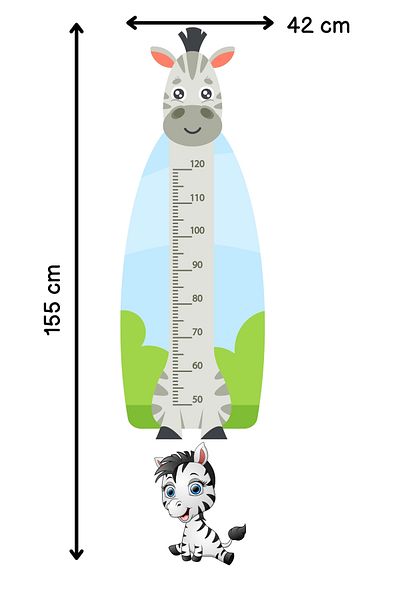 arduçlazer Zebra Themed Kids Room Height Meter Sticker 42X156 cm