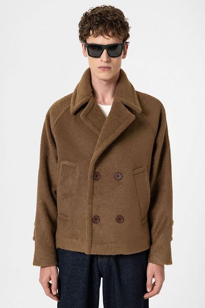 Antioch Light Brown Double Breasted Crop Fit Men's Coat