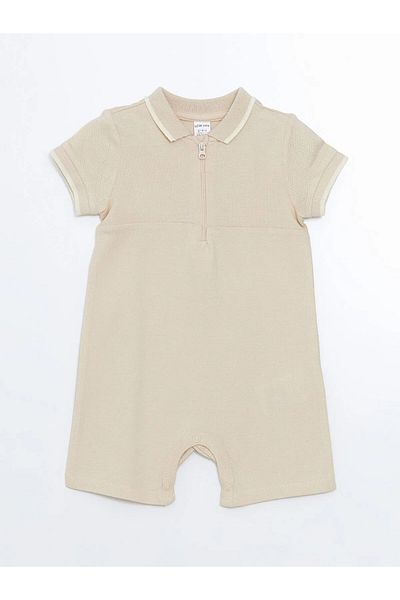 LC Waikiki Baby Beige Polo Neck Basic Baby Boy Jumpsuit