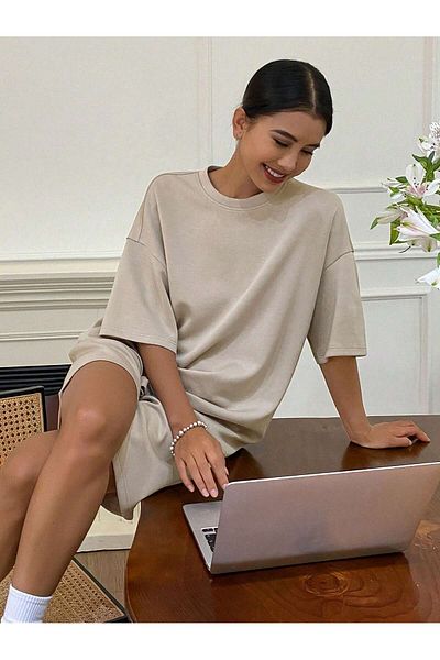 ALİKA Women's Basic Casual Stylish Bottom Top Shorts Set
