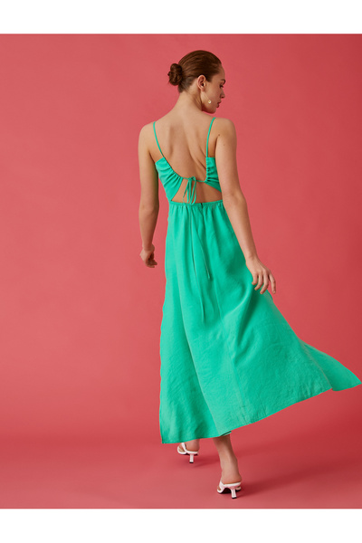 Koton Φόρεμα με μακρύ σκίσιμο με λεπτομέρεια γραβάτας