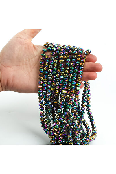 yfhobi 1 Dizi (67-70 Adet) - 8 mm Yassı Kristal Cam Boncuk Dizisi Kaplama Mix...