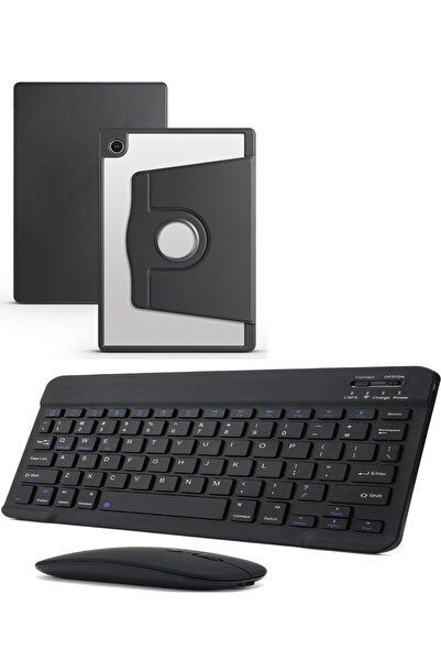 Covpor Samsung Galaxy Tab A9 Plus 11 Inç Uyumlu Termik Tablet Kılıf + Bluetoothlu Klavye Mouse Siyah