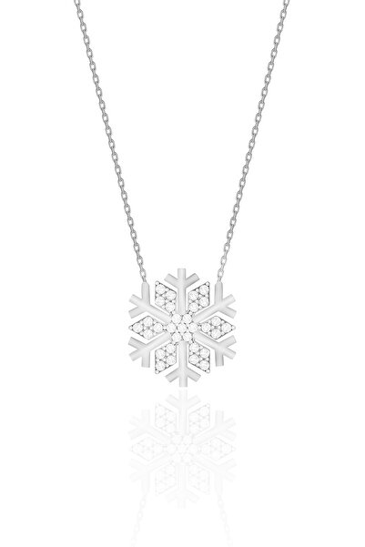 SİLVERA TELKARİ Kar Tanesi Gümüş Kolye Işıltılı Zirkon Taşlı 925 Ayar ST187
