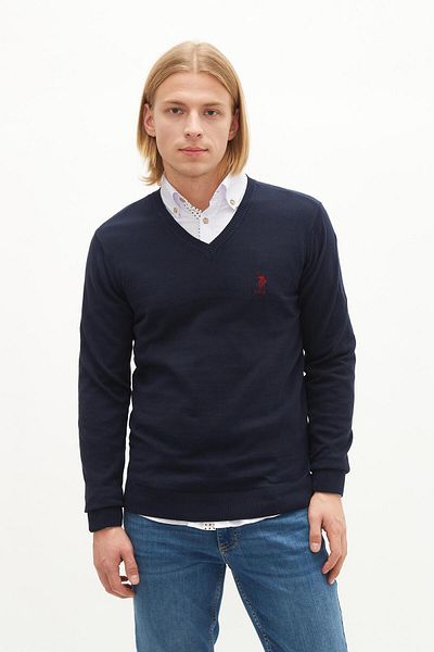 U.S. Polo Assn. Мъжки тъмносин пуловер с каишка