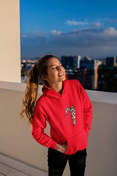 MG سويت شيرت نسائي مطبوع من القطن بأكمام طويلة بغطاء رأس نسائي