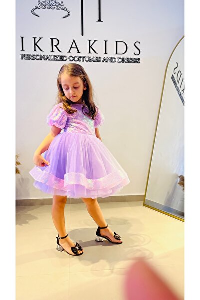 İkrabutikbursa Kız Çocuk Lila Abiye, Lila Tütü Elbise