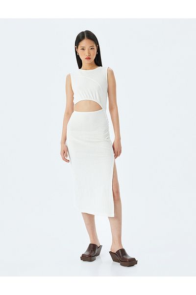 Koton Midi Length Window Detailed Slit Sleeveless Dress Wrap