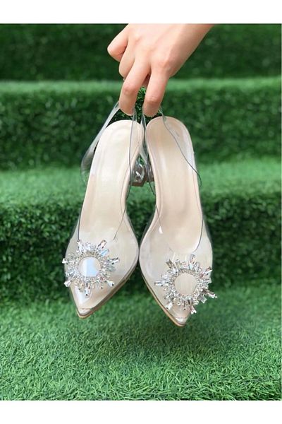 fiko Transparent Elegant Flower Detailed High Heels