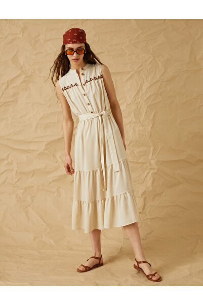 Koton Φόρεμα Midi Ruffle - Μέση Δεμένη