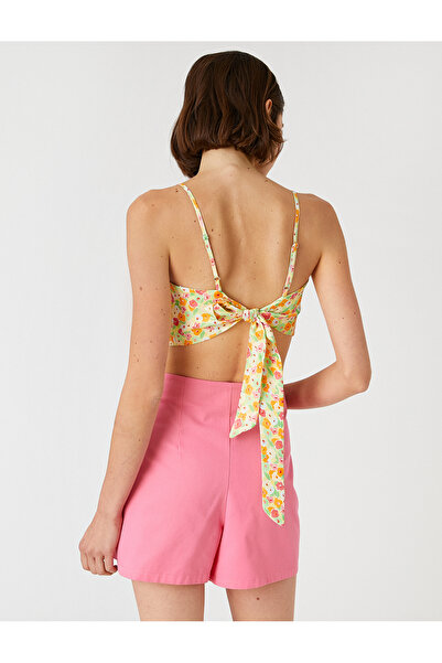 Koton Floral Crop Tank Top with Thin Straps