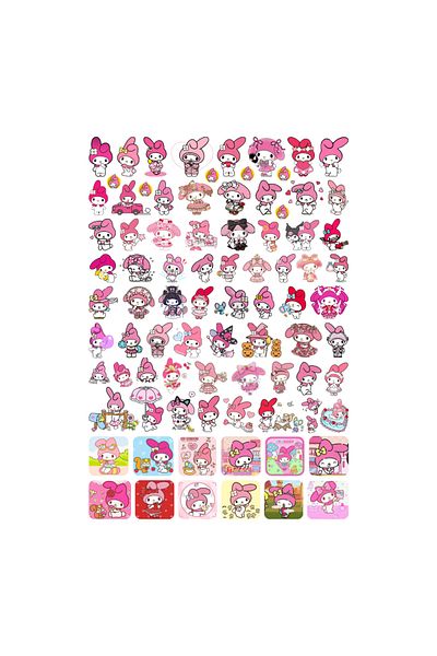 Ororabutik Σετ αυτοκόλλητων Hello Kitty 85 τμχ - My Melody Kawaii Stickers Scrapbook Bullet Journal