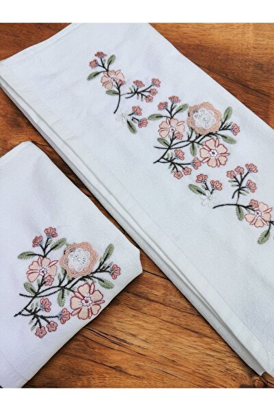 TUTUYA TEXTIL مجموعة مناشف ومناشف هدية مطرزة باللون الكريمي ثلاثية الأبعاد للفتيات من ماركة Unsal