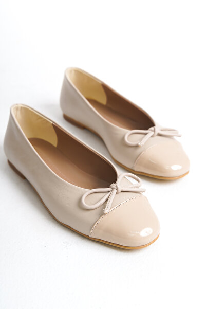 MARSEDO Μπεζ Γυναικείες Καθημερινές Στρογγυλές Μπαλαρίνες Μπαλαρίνες