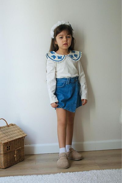 Özeniş Girl's Suit with Denim Shorts