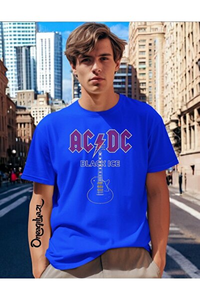 oneagılyazı AC DC Печатна мъжка тениска с голям размер