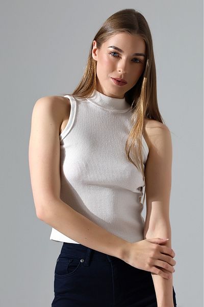 Rabi Shine Rabi̇ Shi̇ne Women's Turtleneck Sleeveless Body