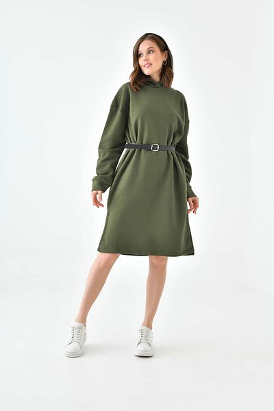 Perryes Women's Three Yarn Sweat Dress - Khaki