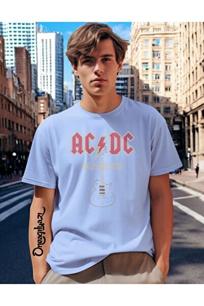 oneagılyazı Ac Dc Printed Men's Oversize T-Shirt