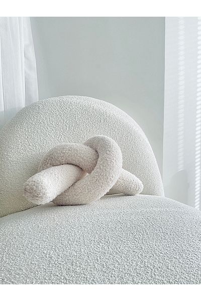 Cherry Bloom Cotton Bohemian Teddy Sausage - White Pillow